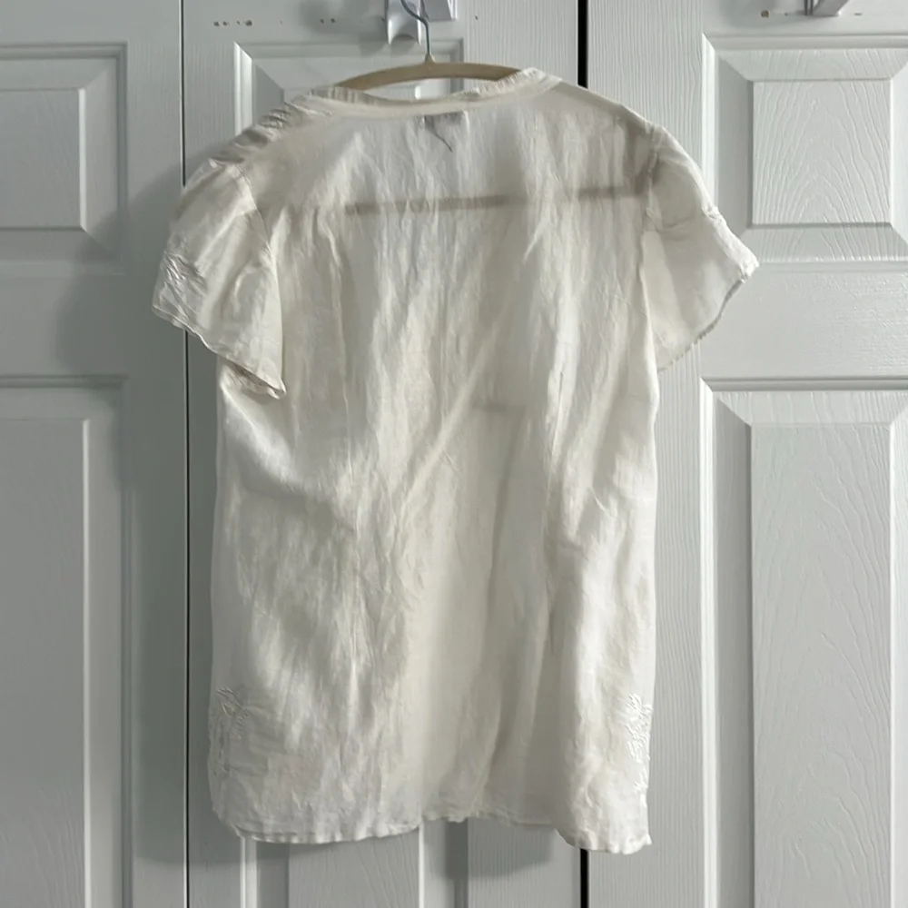 Joie White Embroidered Button-Up Top - S - Picture 2 of 2